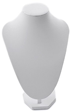 Busto di esposizione per collane, in similpelle, 19 x 26 cm, colore: bianco