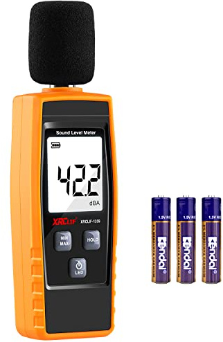 Decibel Meter Sound Level Reader 30-130dB(A), Hand-held Sound Noise Meter with Backlight Alarm, Digital Noise Meter Decibel Monitoring Tester Calibrated Audio Noise Volume Measuring Instrument