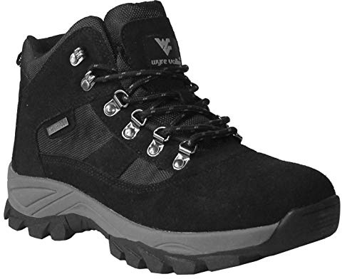 Wyre Valley Mens Gents Waterproof Genuine Leather Breathable Lace Up Memory Foam Hiking Outdoor Trekking Boots UK Sizes 7-12 (Black Suede, Numeric_9)