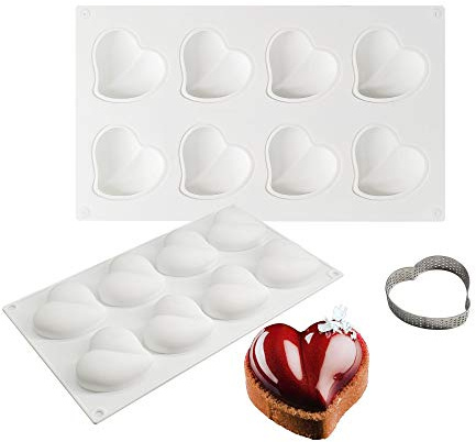 Stampo in silicone 3D Utensile da forno Stampo da dessert Stampo fai da te, Strumento croccante cuore in acciaio inossidabile, Forma di cuore attorcigliato a 8 fori