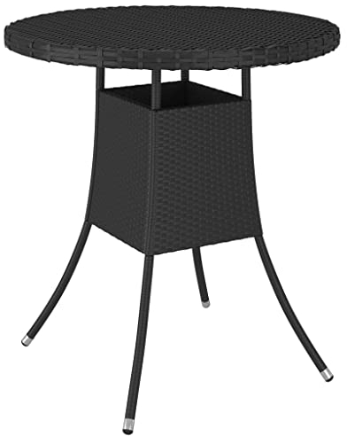 vidaXL Gartentisch Terrassentisch Balkontisch Esstisch Outdoor Tisch Gartenmöbel Innen Außen Schwarz 70x70x73cm Poly Rattan Stahlrahmen
