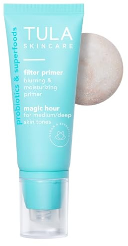 TULA Skin Care Face Filter Blurring and Moisturizing Primer - Magic Hour, Evens the Appearance of Skin Tone & Redness, Hydrates & Improves Makeup Wear, 1fl oz