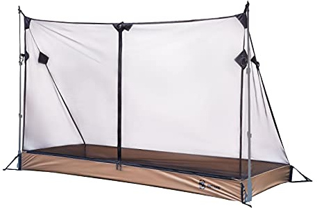 OneTigris Mesh Tent with 3000 Waterproof Bathtub Floor, Ultralight 1 Person Tent for Camping Backpacking Hiking Traveling Fishing Patio (Coyote Brown)