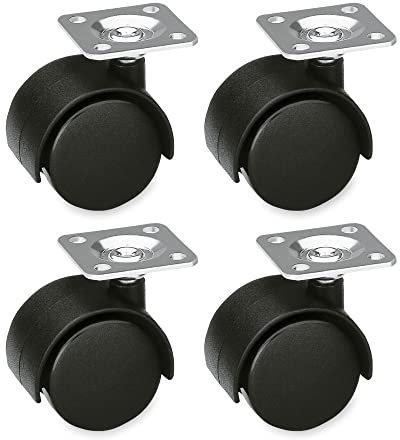 Amig - Pack de 4 ruedas para muebles mod. 1500 - Con pletina de acero - Medida: Ø 45 mm - Carga máxima por rueda: 45 kg -Fabricadas con nylon - Color negro - Sin freno