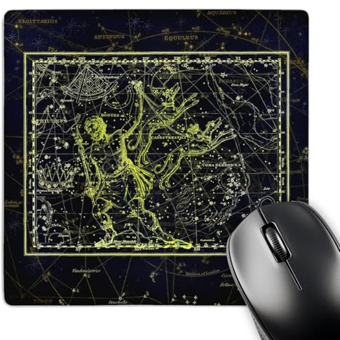 3dRose Retro Star Map. Constellation of Bootes or Herdsman. Yellow Color - Mouse Pads (mp-372498-1)