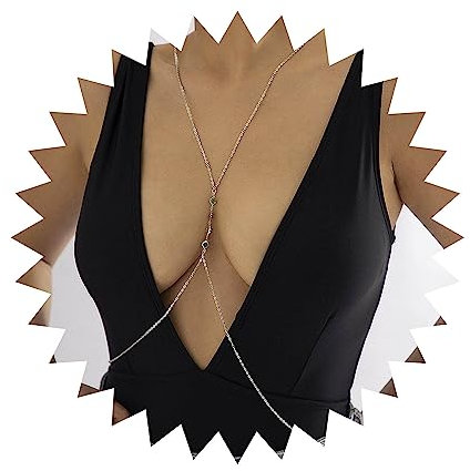 Wendalern Strass Corpo Catena Collana Cristallo Reggiseno Bikini Corpo Catena Sexy Petto Catena Spiaggia Vita Corpo Catena D'argento Imbracatura Corpo Collana Partito Prom Corpo Gioielli Per Le Donne