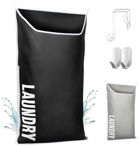 DONAQ Cesto portabiancheria da appendere XL 101,6 x 55,9 cm, salvaspazio sopra la porta, cesti dietro la porta per vestiti sporchi e cestino da parete per bagno, organizer per piccoli spazi camper