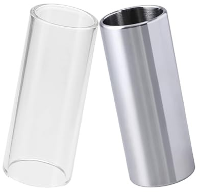 Namvo 2PCS Guitar Slide Stainless Steel and Glass Slide Tone Guide for Electric Guitar Bass Acoustic Guitar Stringed Instruments Medium -60mm