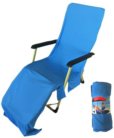 Rivestimento per poltrona da spiaggia con tasche laterali | Asciugamano in microfibra per sedia da piscina, piscina soleggiata, copertura per sedie da terrazza e sedie a sdraio