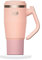 ECOROOTS Rocket Cantimplora y Vaso Termo 2 en 1 – Agua Fría 24h / Calor 12h – Tapa Hermética con Pajita – Acero Inoxidable Sin BPA, Apto Lavavajillas – Botella Deporte, Camping, Oficina (ROSA BLUSH)