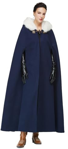 BEAUTELICATE Cape à Capuche Longue Manteau Poncho Laine Vintage Chaude pour Femme Mariée Mariage De Hiver Costume de Noël Halloween Médiévale Carnaval Deguisement Grande Taille 140cm