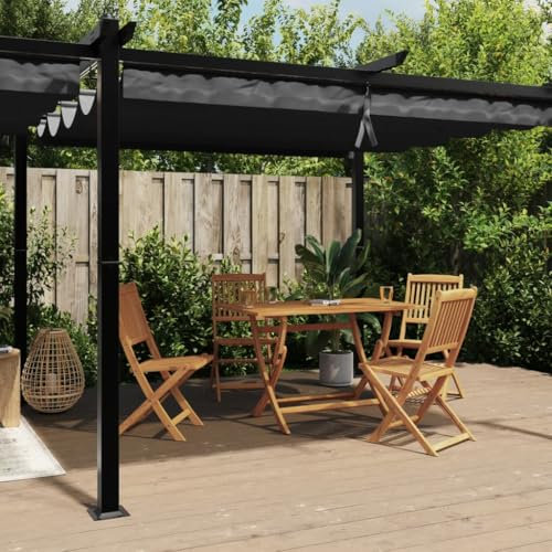 Sufrk Gazebo Giardino con Tetto Retrattile Antracite 3x6 m Alluminio,Gazebo Pergola Con Telo Impermeabile Richiudibile E Struttura Rettangolare In Acciaio Inossidabile Ad Alta Densità,Per Arredo Giard
