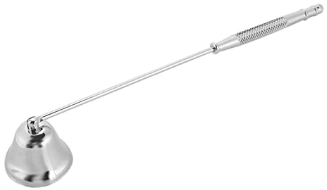 Coupe-mèche de Bougie en Acier Inoxydable, Plaqué, Longue Manche, Outil en Forme de Cloche pour la Maison, Disponible en Quatre Couleurs (SILVER)