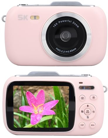 Digitalkamera för Fotografering, 18X Digital Zoom-vloggningskamera med 2,8 Tums IPS-skärm, 5K Video 80 MP Fotoskyddad pek- och Skjutkamera, Kompaktkamera, Liten Kamera för Barn
