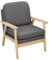 WOLTU Fauteuil Salon, Fauteuil Scandinave, Fauteuil Relax, avec Dossier Haut, Siège Rembourré, Rêvetement en Lin, Pieds en Bois Massif, Gris Foncé, SKS51dgr