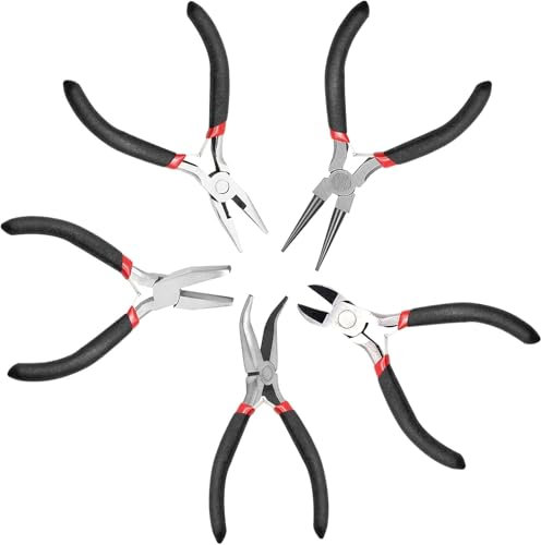 Pliers Set Jewellery Making Tools Reusable Round Nose Jewelry Pliers Jump Ring Tool Jewellery Pliers Set Wire Cutters Pliers for DIY Handmade,Crafts,Earring（5Pcs ）