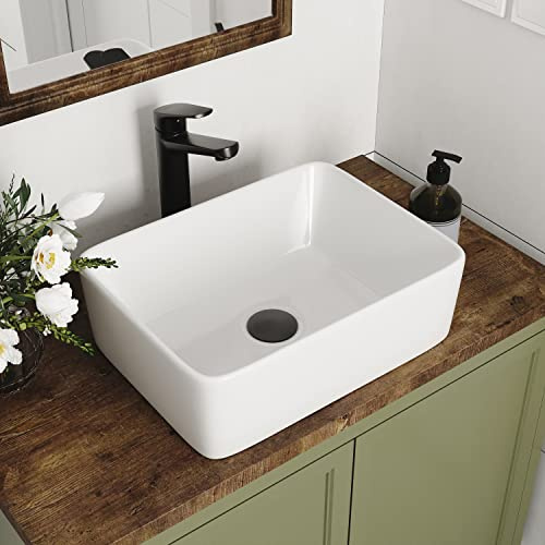 DeerValley White Rectangular Countertop Sink 40.5x30.5x13cm | Countertop Basin, Smooth Glazed Surface, Cloakroom & Toilet Use, Easy Clean, Modern Bathroom Design