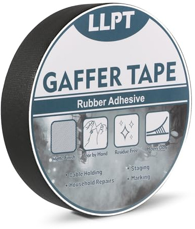 LLPT Glasögonband av professionell kvalitet svart 25 mm x 15 m matt icke-reflekterande lätt att riva avfallsresistent gafferband för kablar fotografi (PGT25BK)