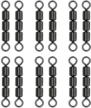Oykrueats 12 Stück Dreifachwirbel Angeln,High-Speed Wirbel Wirbel Angeln,Angelzubehör Wirbel,Dreifachwirbel Angeln Forelle,Kugellager Wirbel Angeln Zubehör,Angelzubehör Forelle,Angelzubehör Set
