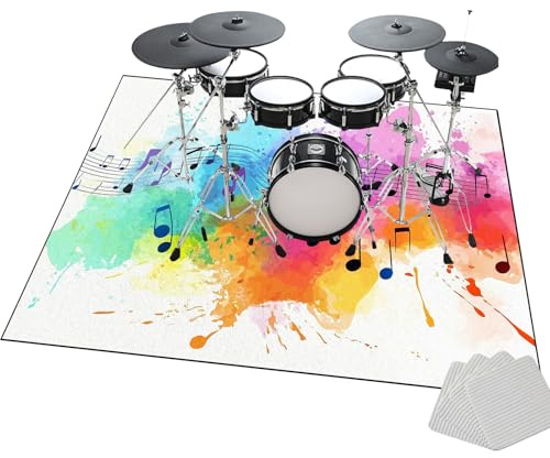 Schalldicht Drum Teppich - Rutschfest Schlagzeug Matte - Trommel Teppich für Bass drum Snare und andere Musikinstrumente - 120 x 80 cm Professionelles rechteckiges Elektronisches Jazz Schlagzeug Kit