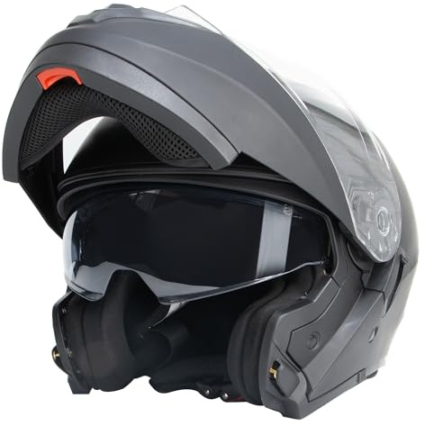 Zorax ZOR-839 Matt Black XXL (63-64cm) Flip Up Double Visor Helmet Motorcycle Motorbike Helmet Road Legal ECE2206