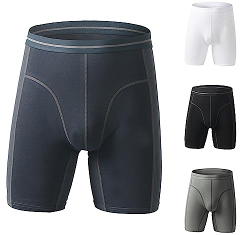 Boxer taille haute pour homme en coton anti-frottements pour équitation et déshumidification - Coupe sèche - Short de sport respirant - Sans mouche - Anti-humidité - Sans étiquette, gris, XL
