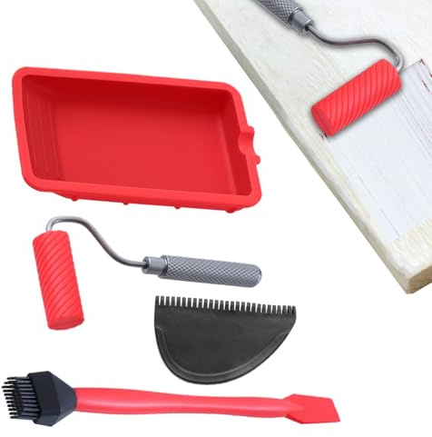 Rodillo de pegamento portátil con bandeja 135x76x15 mm aplicador de pegamento para carpintería de silicona con cepillo y espátula herramienta manual reutilizable para trabajos manuales y pegado