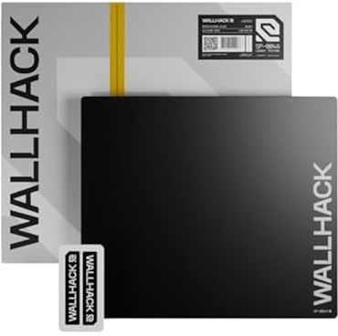 Wallhack SP-004A Glas Gaming Mauspad – 4. Gen mikrogeätzte Oberfläche, großes Mauspad für Esports, Ultra-Fast Glide mit Stopping Power, gehärtetes Glas, langlebig & tragbar, 390×450 mm | Schwarz