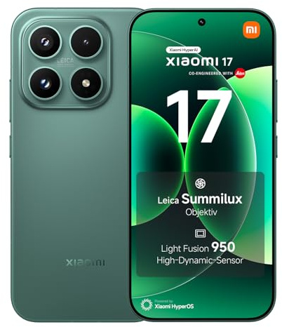 XIAOMI 17 - Smartphone de 12+512GB, Lentes óptica Leica Summilux, Snapdragon 8 Elite Gen 5, HyperAI, 1 año de garantía Extra, Cargador no Incluido, Verde (Versión ES)