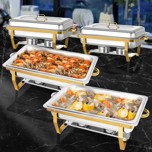 Jacgood 4 Pack Chafing Dishes for Buffet 8QT Chafing Dish Buffet Set