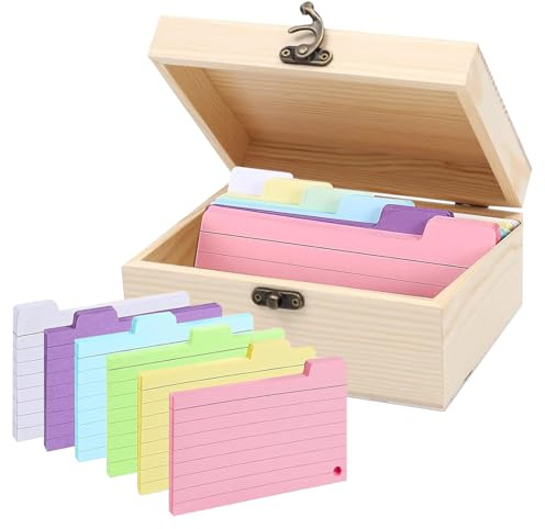 SHUANGBAODALAO Boîte de 150 fiches A6 - Boîte robuste (15 x 10 x 10,5 cm) pour cartes d'apprentissage, recettes et notes - Boîte pratique pour l'école et les déplacements