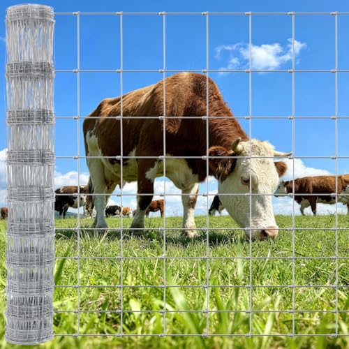 Cattle Farm Fence 5ft x 180ft Heavy Zinc Coating Galvanized Wire Fencing 14GA, for Goat Deer Yard Livestock Animals Protection