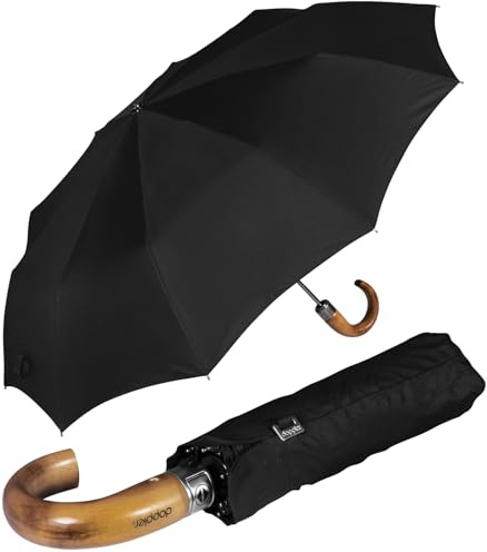 Doppler Herren Taschenschirm mit Holz-Rundhakengriff Magic Strong