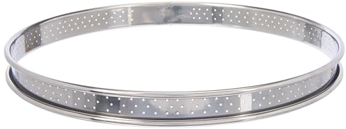 De Buyer circolare acciaio inox Stampo ad anello per torte perforato con bordo stondato, 3093.22, inossidabile, Diametro 22 cm