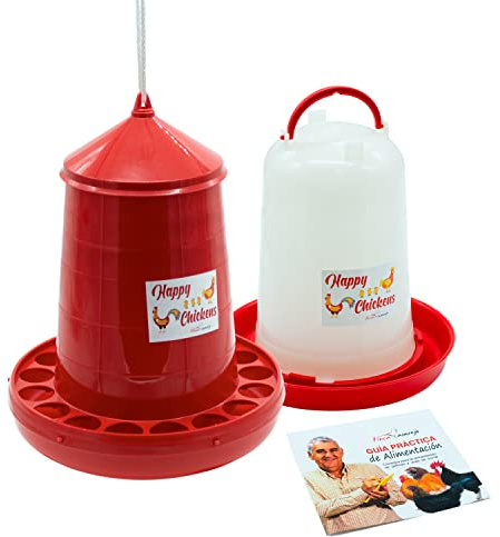 FINCA CASAREJO Pack mangeoire et Abreuvoir pour Poules et Autres Oiseaux de Corail Grand 16 kg/10 litres