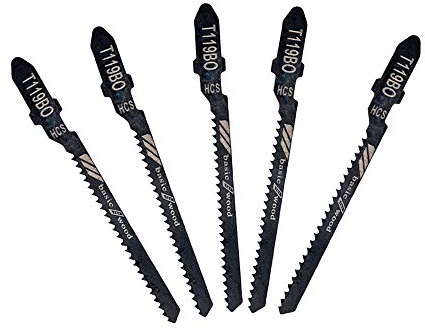 MASO T119BO - Juego de 5 hojas de sierra de calar con vástago en T universales para cortar metal, madera, PVC, etc. Compatible con Bosch, Dewalt, Hitachi, Makita, Festool, etc