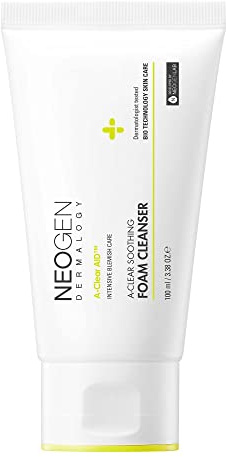 DERMALOGY by NEOGENLAB A-Clear Soothing Foam Cleanser 3.38 oz (100ml) - Clogged Pores & Sebum Cleansing Foam for Acne-Prone Skin with Salicylic Acid, Tea Tree, Centella Asiatica - Korean Skin Care