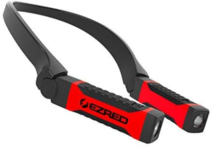 EZRED Bright NK10 ANYWEAR Neck Light for Hands-Free Lighting, Red and Black, Perfect Light for Mechanics, Camping, Hunting, DIY Projects, Reading