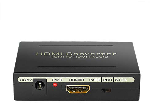 HDMI Audio Konverter 1080P, HDMI-zu-HDMI Extraktor Konverter + Optischer Toslink SPDIF + Cinch L/R Stereo Analog Audio, Stereo-Analogausgänge Video Audio Splitter