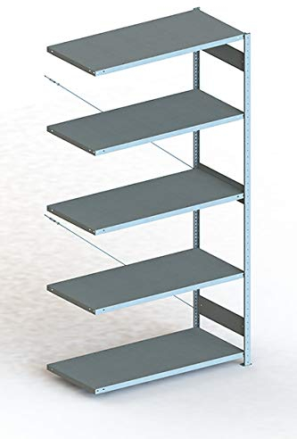 Meta Anbauregal - Zum Ausbau eines Lagerregales - 5 Böden - Farbe Silber - 250 x 130 cm - 60 cm tief