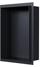 BERNSTEIN - Niche murale douche Noire sans rebord 20x30x10cm acier inoxydable étagère encastrée salle de bain, Anti-rouille, étanche, installation facile - NT203010X