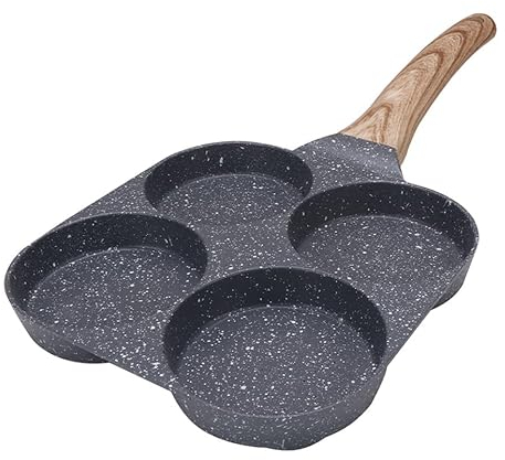 Bobikuke Egg Frying Pan, Non-Stick Poached Egg Pan Pancake Pan Aluminum Fried Egg Pan Induction Compatible - Black