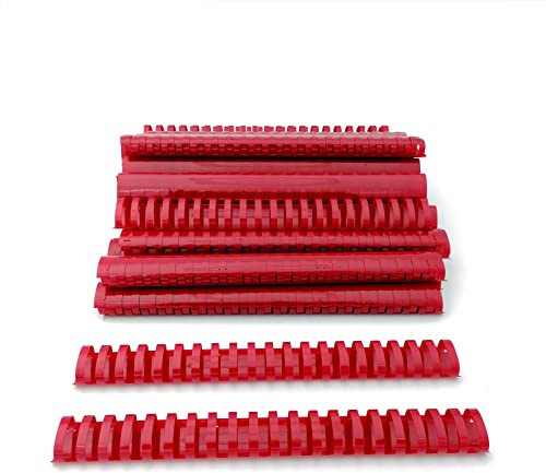 Alevar Dorsi in Plastica a Spirale per Rilegatura, 21 Anelli Diametro 32 mm, Formato A4, Capacità da 241 a 280 Fogli, Colore Rosso, Confezione da 50 Pezzi