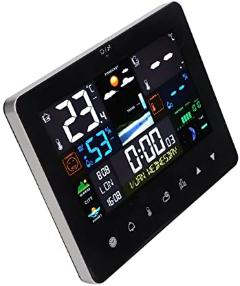 Weather Forecast Station, Alarm Clock Moon Phase Digital Wireless Weather Forecast Station Time Date Week Calendar Sunrise Sunset Time for Indoor