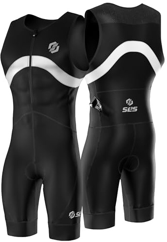 SLS3 Pro Traje de Triatlón para Hombre - Tri Suit Sin Mangas FX - Traje de Triatlón Acolchado - Secado Rápido (Black, L)