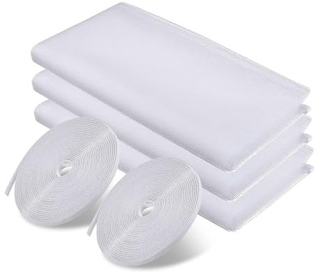 PEST GUARD Fly Screens for Windows - 3 Pack Mosquito Insect Mesh Window Net - Self Adhesive Curtain Tape Bug Screen Netting -1.3 x 1.5 Meter Bug Blind Mesh (White)