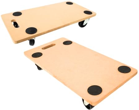 PROREGAL 2er Sparset Profi Transportroller | HxBxT 11,5x30x60 cm | Traglast 200kg | MDF Holzplatte | Braun | 2 Stück | Möbelroller Rollbrett Transporthilfe Rollwagen Roller für Umzug