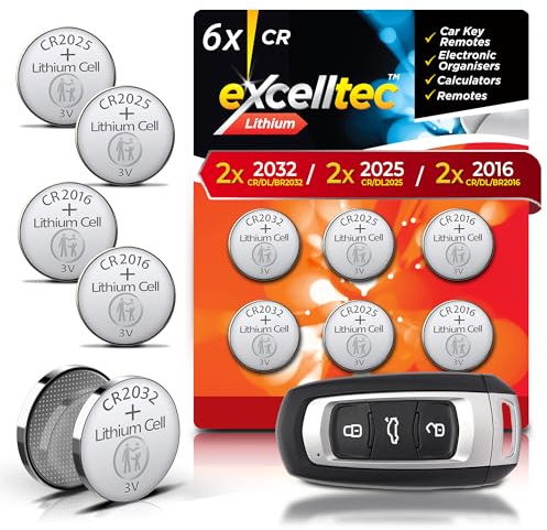 SOL 6pk Lithium Power Coin Battery, Car Key Fob Batteries Assorted 3V CR2032, CR2025, CR2016 Flat Batteries, Long-Lasting and Reliable for Scales, Watches, Remote Controls, and Small Electronics