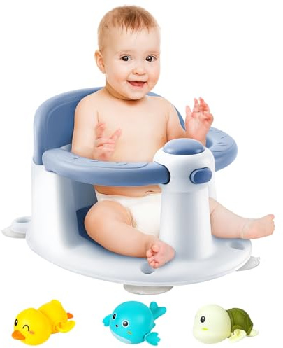 Baby Bath Seat - Bath Seat from 6 to 24 Months - Bathtubs with 4 Strong Suction Cups and 360° All-Round Protection - Baby Bath Seat - Bath Shower Gifts for Newborns and New Mothers