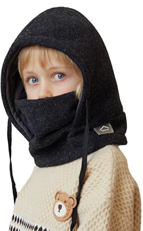 YAMEE Balaclava för barn med mask för varmt skydd mot kyla, vintermössa för barn, vindskydd med halsvärmare, balaclava för barn, justerbar, skidmask, ansiktsvärmare för pojkar, flickor från 4–10 år,
